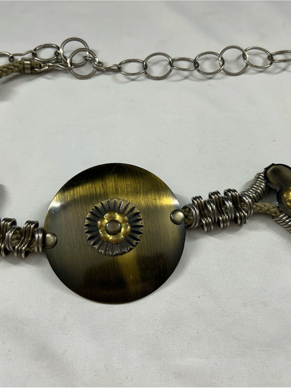 Vintage 80s Mixed Metal Medallion Boho Statement Belt